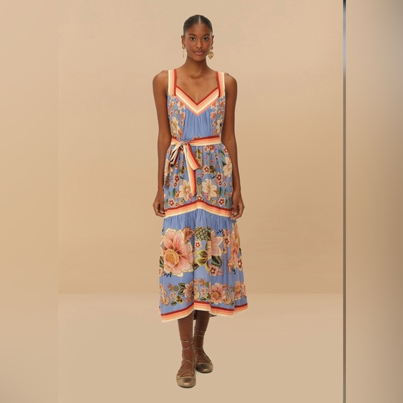 FARM Rio Dresses & Skirts - Farm Rio Blue Superbloom Tapestry Maxi Dress